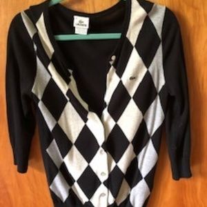Women's Lacoste Argyle 3/4 Length Cardigan